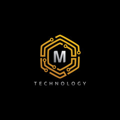 Hexagon Techno M Letter Logo