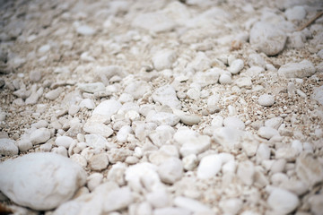 Stones, pebles and rocks on Greek beaches on the island Kefalonia