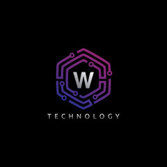 Hexagon Techno W Letter Logo