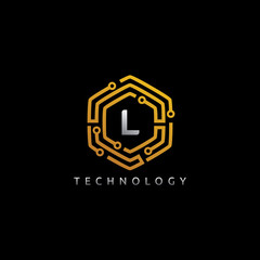 Hexagon Techno L Letter Logo