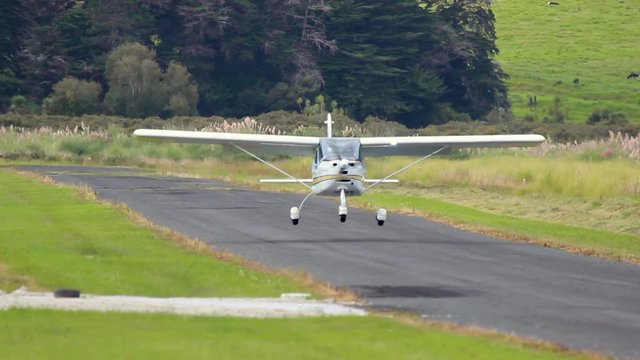 PAC XL-750 Airplane Landing On A Small Airfield New Zealand