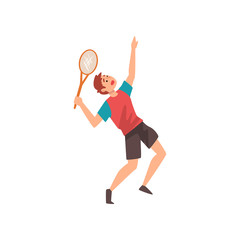 Obraz na płótnie Canvas Male Tennis Player, Professional Sportsman Character Wearing Sports Uniform Vector Illustration
