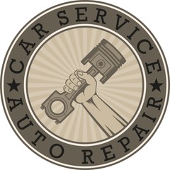 Car repair shop emblem illustration. Car maintenance and repair