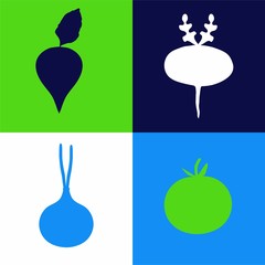 vegetarian  food seamless background or icon vegetables on squares of different colors vector illustration blue and green