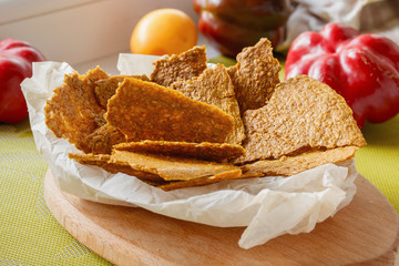 flaxseed and carrot snacks, vegan alternative to traditional bread