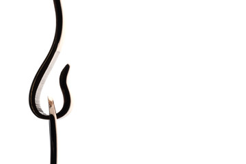 Hook-shaped golden belt as baroque element of dressing. - Isolated on white