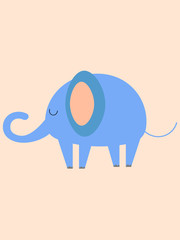 Blue elephant on a light background