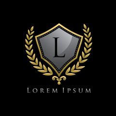Golden Shield Luxury L Letter Logo