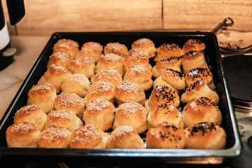 White flour bread buns.