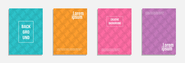 Naklejka premium Colorful and modern cover design. Set of geometric pattern background
