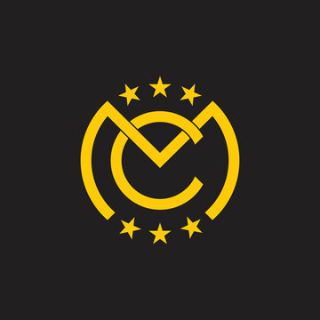 letters mc linked geometric line logo