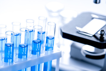 Laboratory, chemistry and science concept on white background