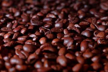 A lot of roasted coffee beans