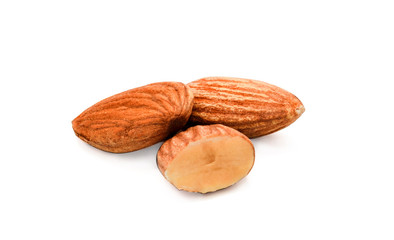 Almonds nut isolated on white background. Full depth of field and clipping path. - Image