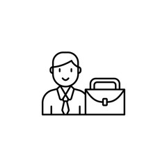 business person, suitcase icon. Element of Human resources for mobile concept and web apps illustration. Thin line icon for website design and development, app development