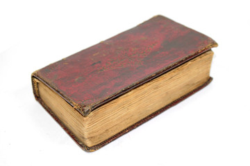 Antique Leather Bound Red book on White Background