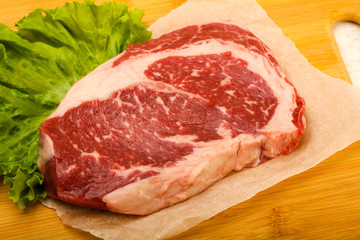 Rib eye raw steak