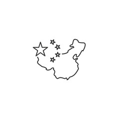 China thin line map icon with national symbol