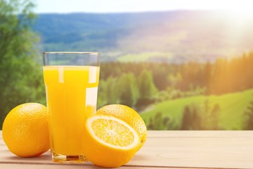 Orange Juice in glass on background