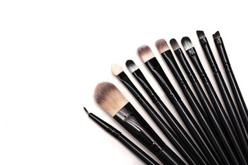set of brushes for makeup isolated on white