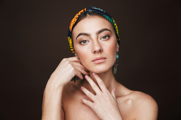 Beauty portrait of a topless young beautiful woman