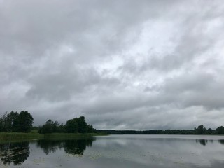 Fototapeta premium landscape with lake and clouds