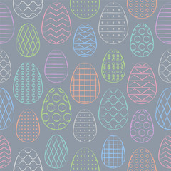 Easter seamless pattern. Colorful Easter eggs. Minimal hand drawn pattern. Vector Illustration.