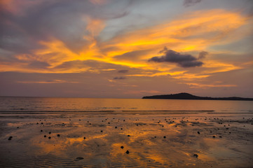 Amazing sunset in Koh Ta Kiev Island, Sihanoukville, Cambodia
