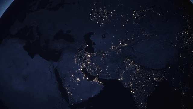 Electricity light up the surface of the earth animation.