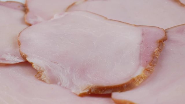Sliced meat pieces, bacon, cold boiled pork, balyk