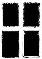 4 Different Abstract Decorative Black & White Photo Frame. Type Text Inside, Use as Overlay or for Layer / Clipping Mask