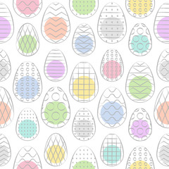 Easter seamless pattern. Minimal hand drawn pattern. Colorful Easter eggs. Vector Illustration.