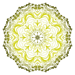 Relaxing Floral Mandala Ornament. Vector Illustration. Print For Modern Yoga Interiors Design, Wallpaper, Textile Industry. Green olive gradient color