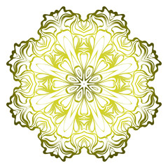 Vector Pattern With Abstract Floral Round Ornament. Oriental Pattern. Indian, Moroccan, Mystic, Ottoman Motifs. Anti-Stress Therapy Pattern. Green olive gradient