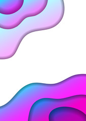 Vertical banner with 3D paper cut gradient blue and pink color layers abstract background size A4. Cover for business presentation, banner, poster, greeting card. Vector illustration.