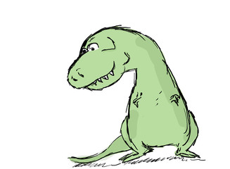 Hand made illustration of a cute tyrannosaurus rex