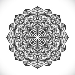 Black and white round floral element