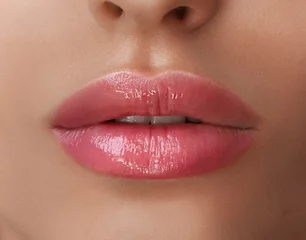 Fotobehang Permanent Make-up on her Lips. © Микола Ковальчинськи