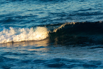 Background with dark blue ocean water waves