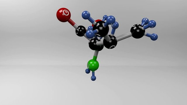 Leucine molecule. Molecular structure of essential amino acid leucine important for hemoglobin formation.