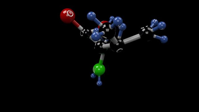 Leucine molecule. Molecular structure of essential amino acid leucine important for hemoglobin formation. Alpha channel.
