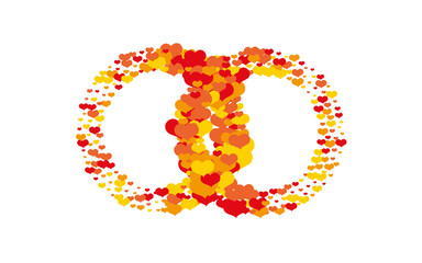 Two rings textured with hearts