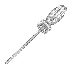 Crosshead screwdriver. Handyman tool for home repair. Maintenance themed abstract model wireframe low poly mesh vector illustration