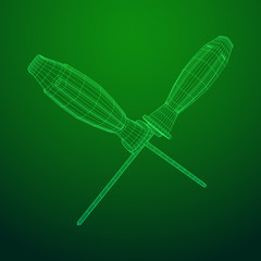 Crosshead screwdriver. Handyman tool for home repair. Maintenance themed abstract model wireframe low poly mesh vector illustration