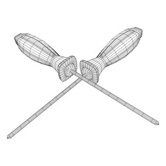 Crosshead screwdriver. Handyman tool for home repair. Maintenance themed abstract model wireframe low poly mesh vector illustration