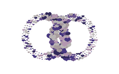 Two rings textured with hearts