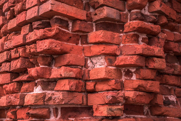 the texture of the wall of ancient brickwork. architecture, construction.