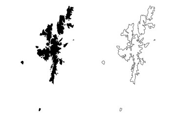 Shetland Islands (United Kingdom, Scotland, Local government in Scotland) map vector illustration, scribble sketch Zetland (Northern Isles) map - obrazy, fototapety, plakaty