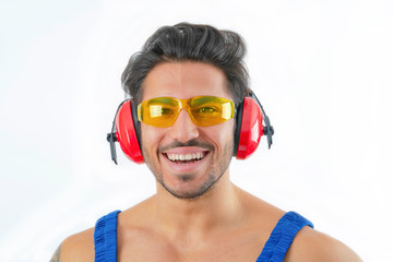 Worker ready to work in construction