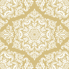 Orient vector classic yellow and white pattern. Seamless abstract background with vintage elements. Orient background. Ornament for wallpaper and packaging